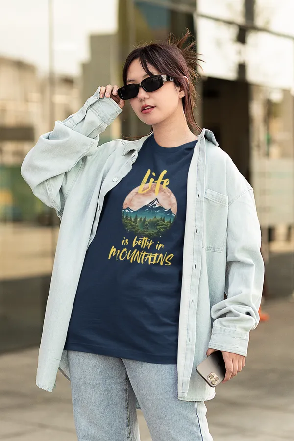 Navy_Pure_Cotton_Oversized_Drop_Shoulder_Women_T-shirt_With_240_GSM_(Travel_Tshirt_Life_in_Mountain)