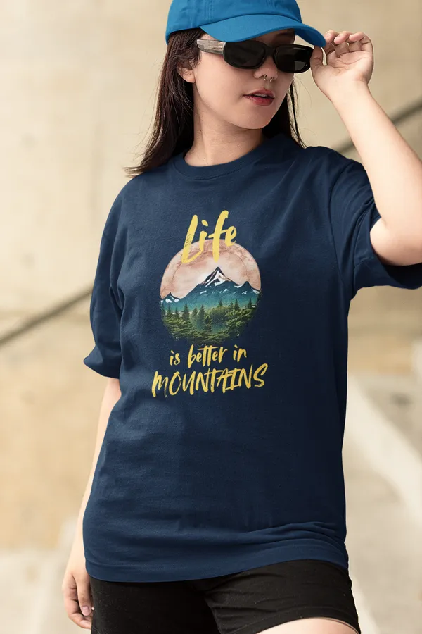 Navy_Pure_Cotton_Oversized_Drop_Shoulder_Women_T-shirt_With_240_GSM_(Travel_Tshirt_Life_in_Mountain)