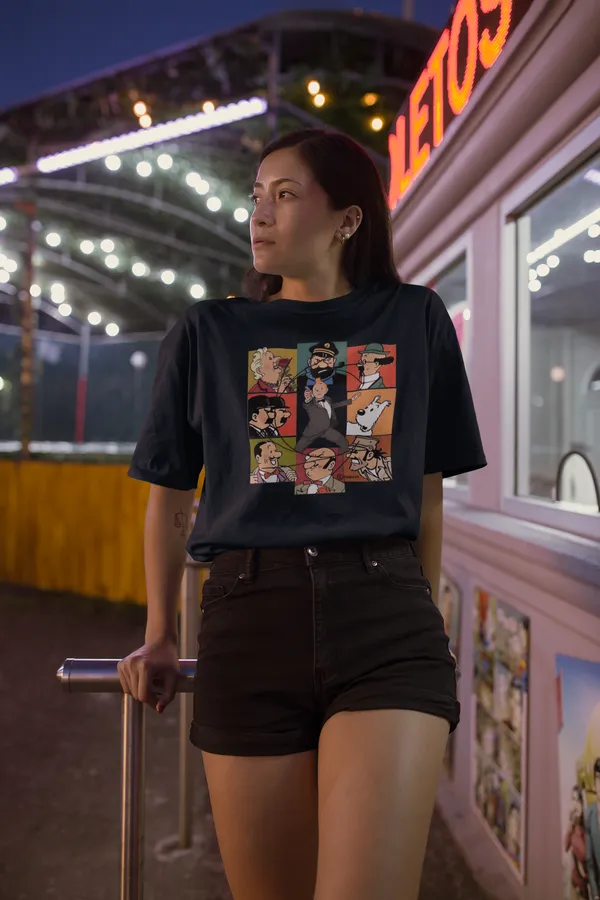 Darkest_Blue_Pure_Cotton_Oversized_Drop_Shoulder_Women_T-shirt_With_240_GSM_(Tintin_All_Characters)
