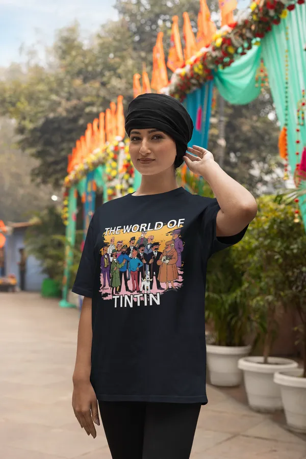 Darkest_Blue_Pure_Cotton_Oversized_Drop_Shoulder_Unisex_T-shirt_With_240_GSM_(World_Of_Tintin)