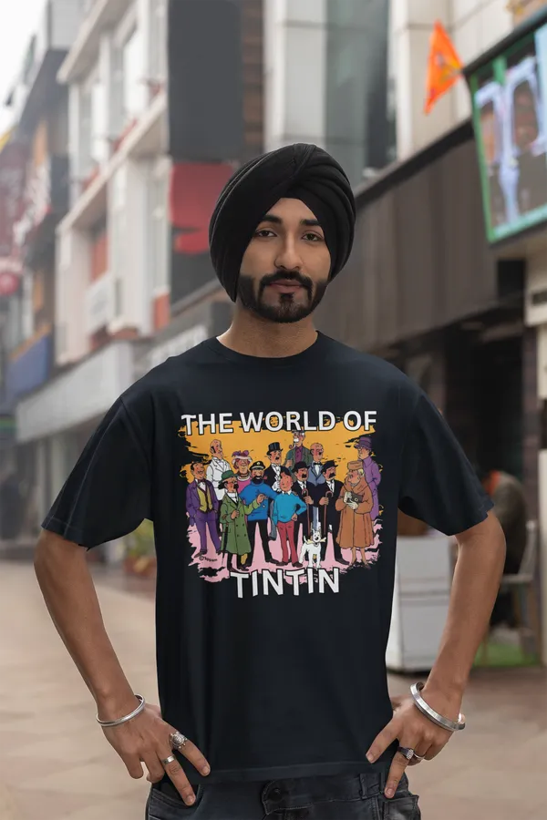 Darkest_Blue_Pure_Cotton_Oversized_Drop_Shoulder_Unisex_T-shirt_With_240_GSM_(World_Of_Tintin)