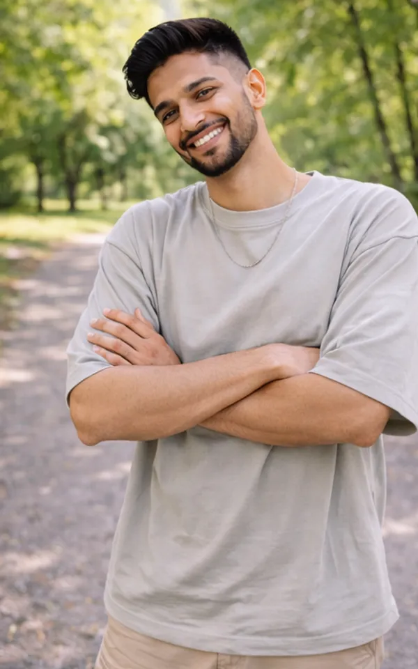 Solid_Grey_Colour_Pure_Cotton_Oversized_Drop_Shoulder_Unisex_240_GSM_T-shirt
