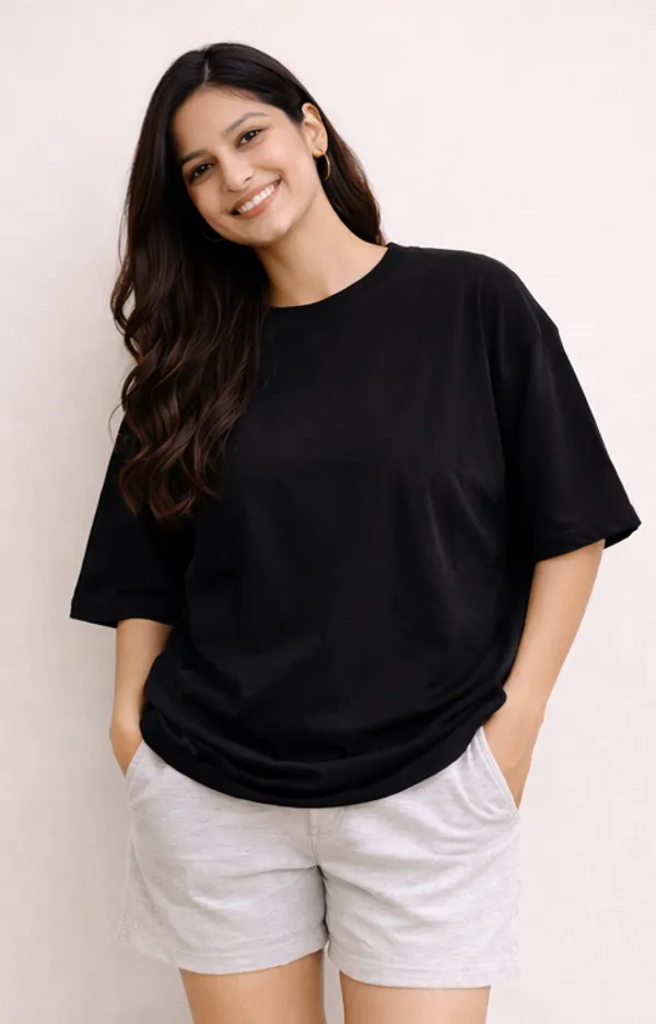 Solid_Black_Colour_Pure_Cotton_Oversized_Drop_Shoulder_Unisex_240_GSM_T-shirt