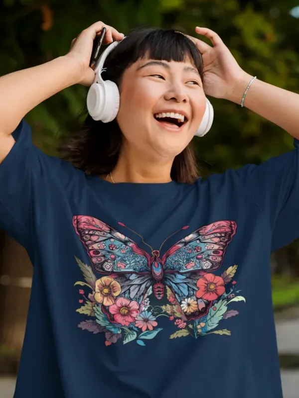 Darkest_Blue_Cotton_Oversized_Drop_Shoulder_Unisex_T-shirt_With_240_GSM_(Butterfly)