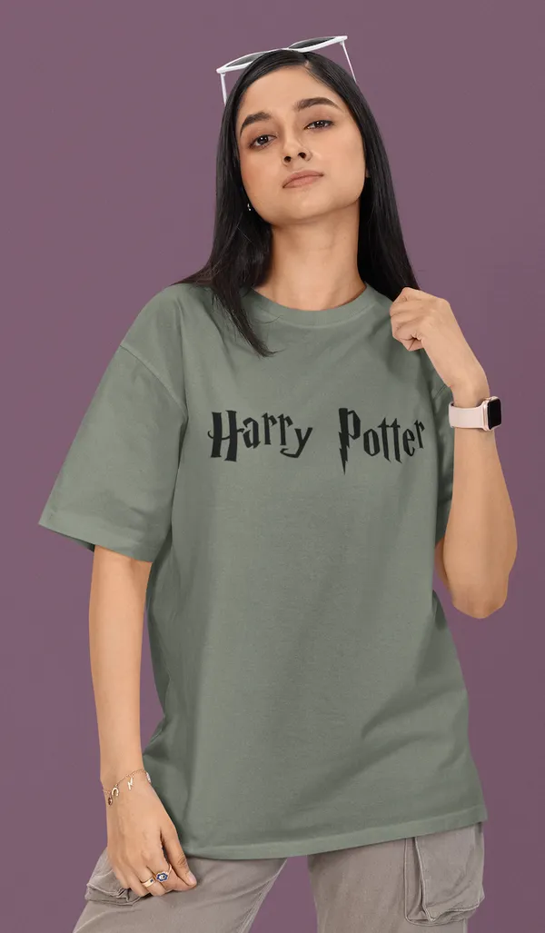 Gray_Pure_Cotton_Oversized_Drop_Shoulder_Women_T-shirt_With_240_GSM_(Harry_Potter_All_Character_Collage)