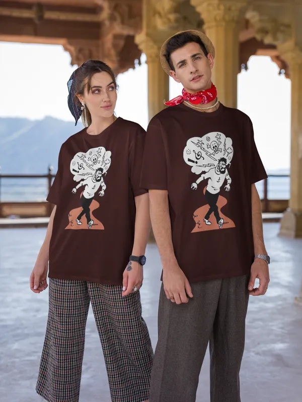 Maroon_Pure_Cotton_Oversized_Drop_Shoulder_Unisex_T-shirt_With_240_GSM_(Haddock)