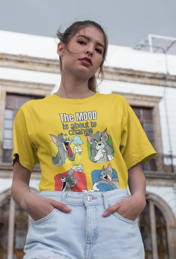 Mustard_Pure_Cotton_Oversized_Drop_Shoulder_Girls_T-shirt_With_240_GSM_(TomNJerryMood)