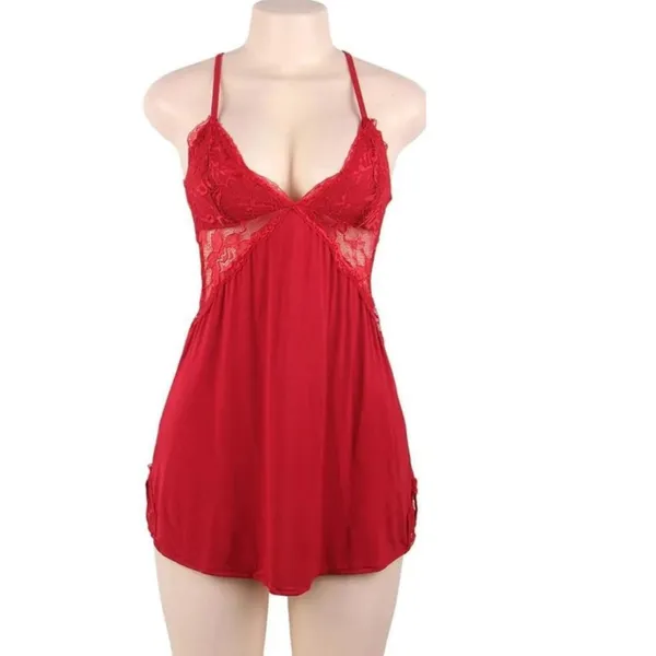 Red_Self_Design_Regular_Solid_Baby_Doll_|_For_Women