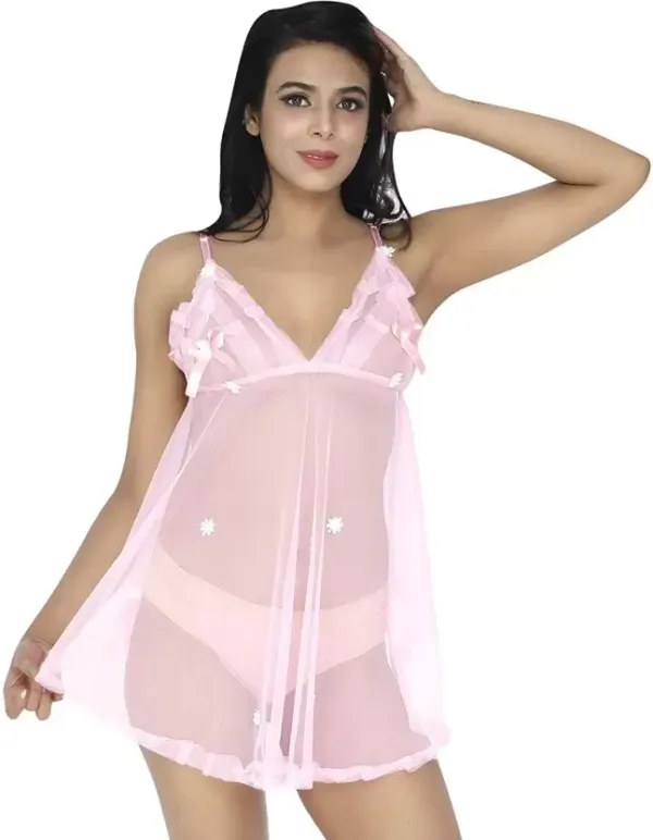 Pink_Regular_Solid_Baby_Doll_Lingerie_Set_|_For_Women