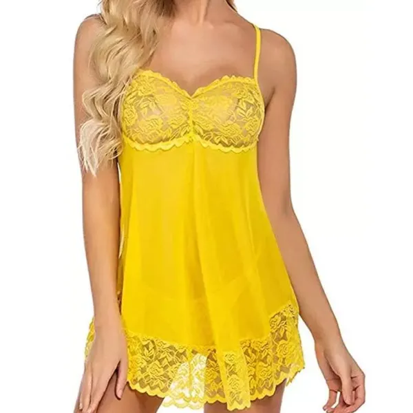 Yellow_Regular_Solid_Baby_Doll_Lingerie_Set_|_For_Women