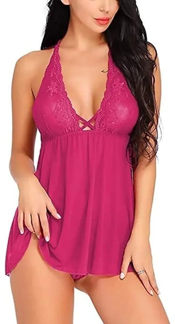 Pink_Regular_Solid_Baby_Doll_|_For_Women
