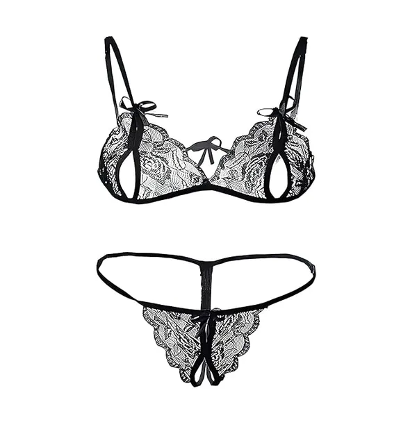 Black_Solid_Regular_Self_Design_Lingerie_Set_|_For_Women