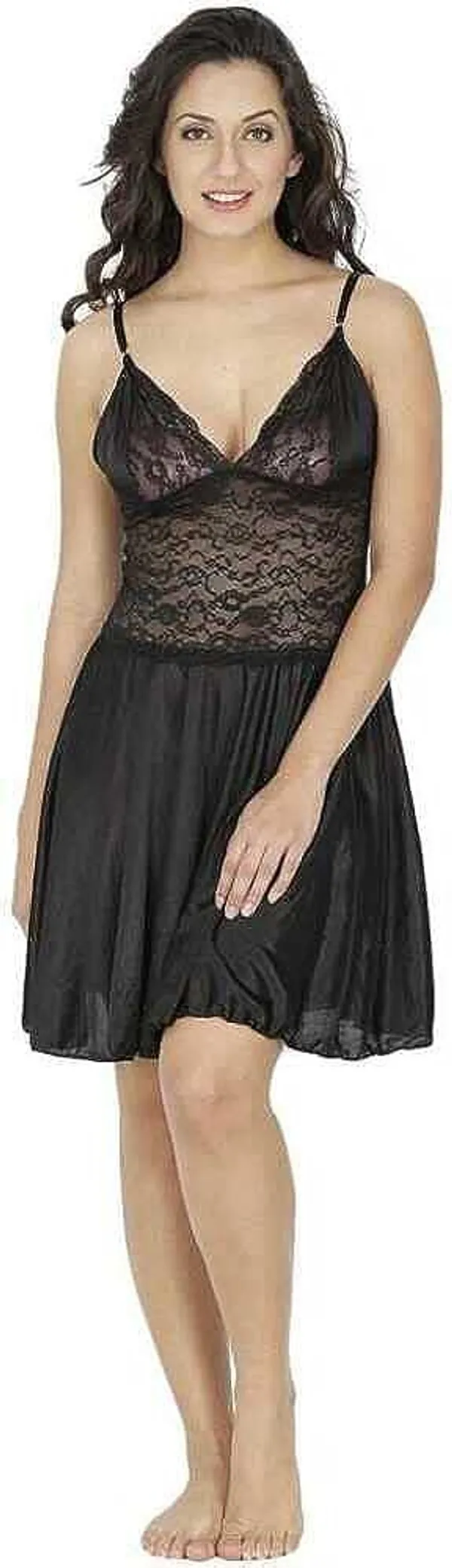 Black_Self_Design_Regular_Solid_Baby_Doll_|_For_Women