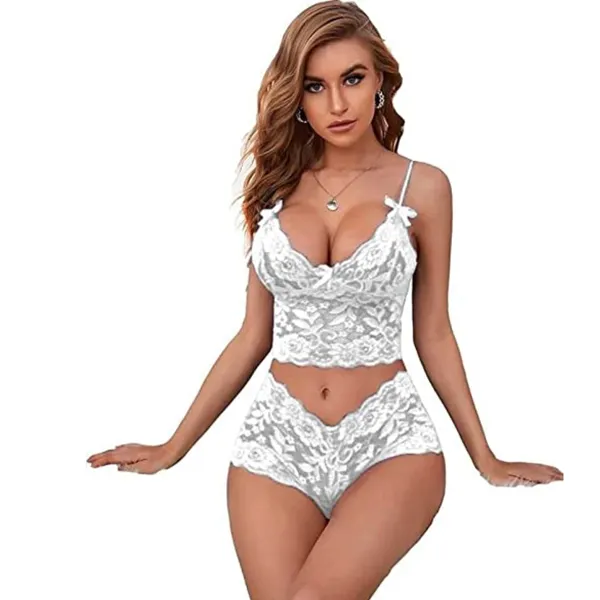 White_Regular_Solid_Self_Design_Lingerie_Set_|_For_Women