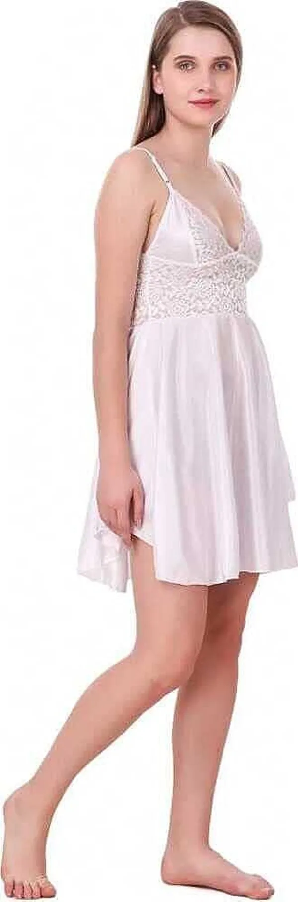 White_Self_Design_Regular_Solid_Baby_Doll_Lingerie_Set_|_For_Women