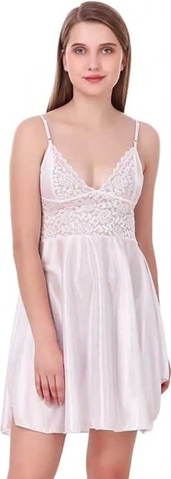 White_Self_Design_Regular_Solid_Baby_Doll_Lingerie_Set_|_For_Women