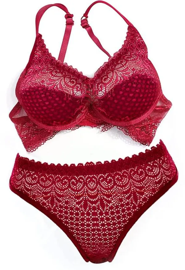 Red_Solid_Regular_Self_Design_Lingerie_Set_|_For_Women