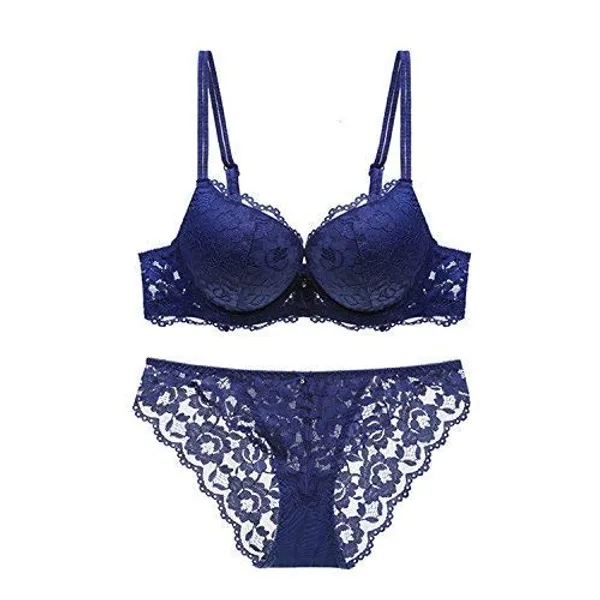 Navy_Blue_Regular_Solid_Self_Design_Lingerie_Set_|_For_Women