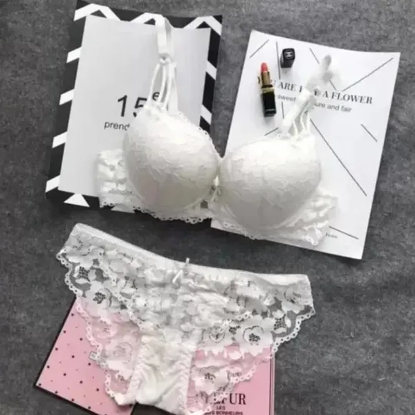 White_Solid_Regular_Self_Design_Lingerie_Set_|_For_Women