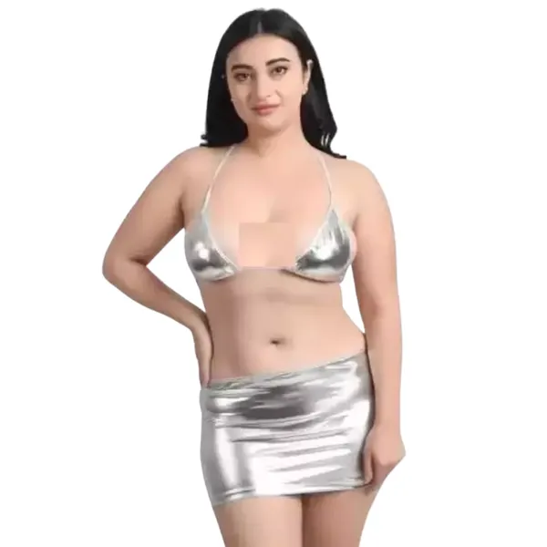 Silver_Regular_Solid_Baby_Doll_Lingerie_Set_|_For_Women
