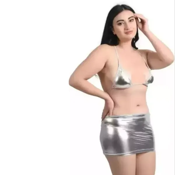 Silver_Regular_Solid_Baby_Doll_Lingerie_Set_|_For_Women