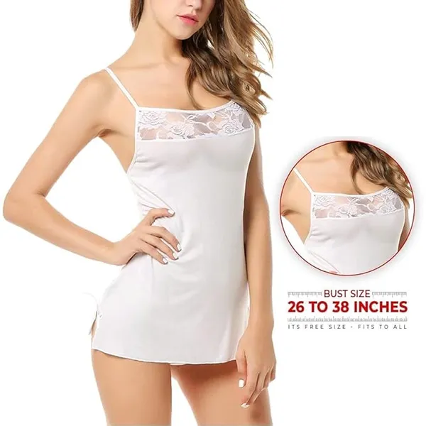 White_Self_Design_Regular_Solid_Baby_Doll_|_For_Women