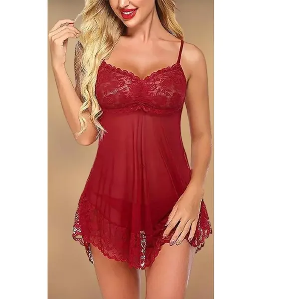 Red_Self_Design_Regular_Solid_Baby_Doll_|_For_Women