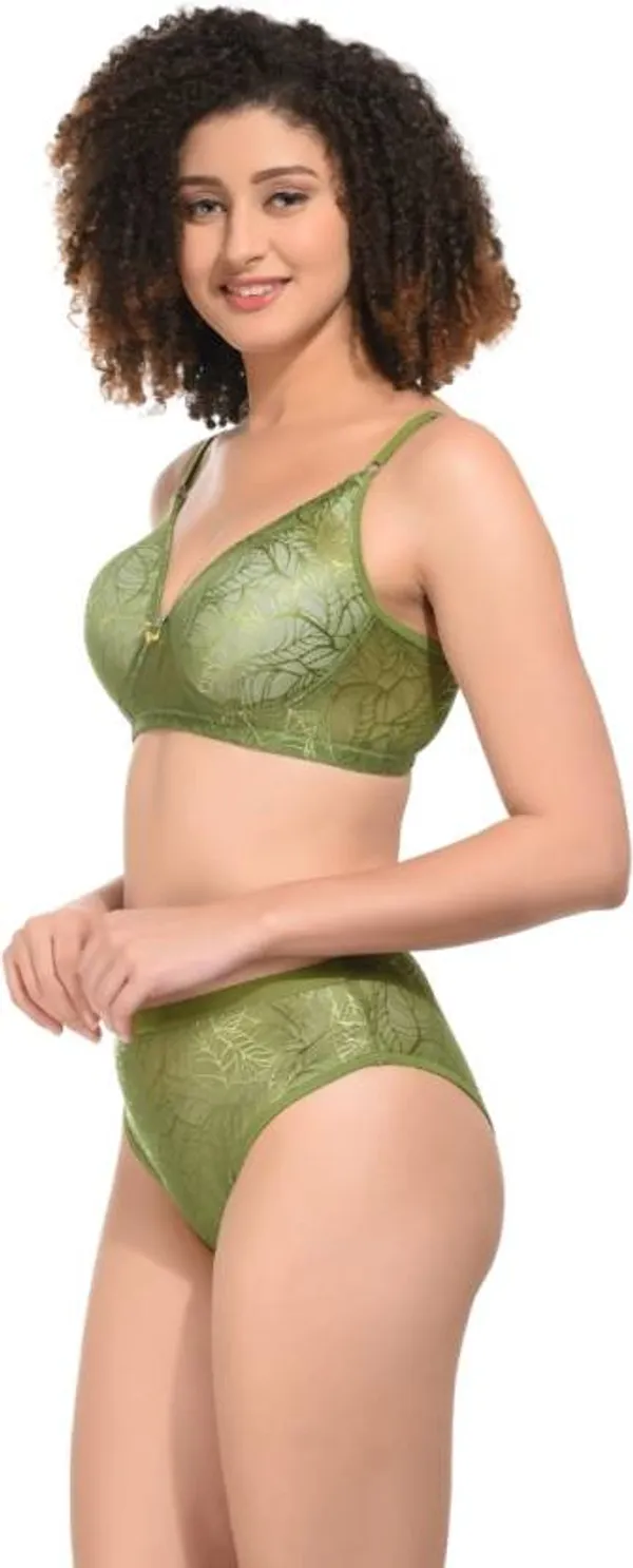 green_Solid_Regular_Self_Design_Lingerie_Set_|_For_Women