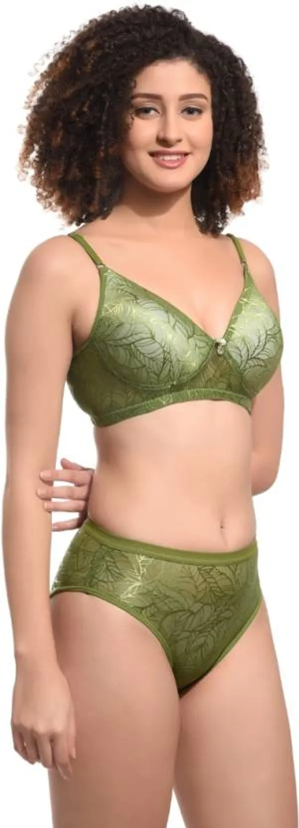 green_Solid_Regular_Self_Design_Lingerie_Set_|_For_Women