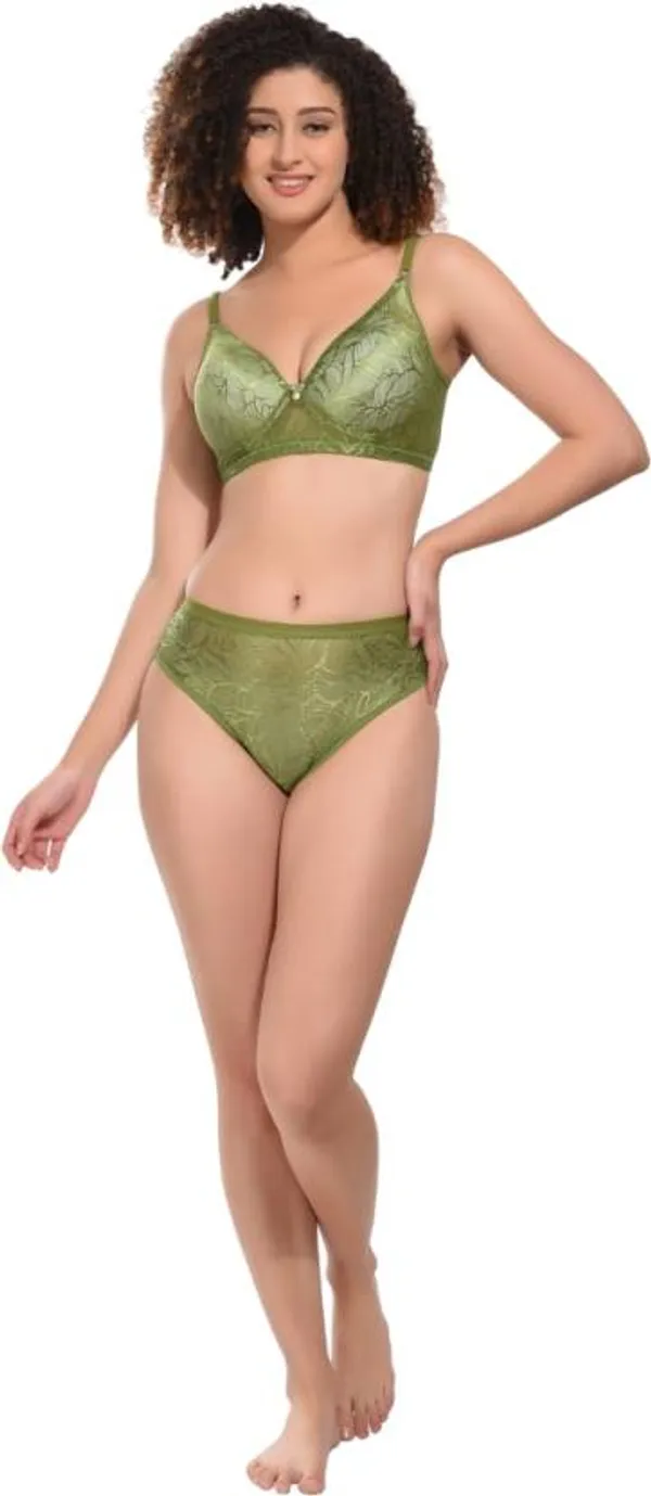 green_Solid_Regular_Self_Design_Lingerie_Set_|_For_Women