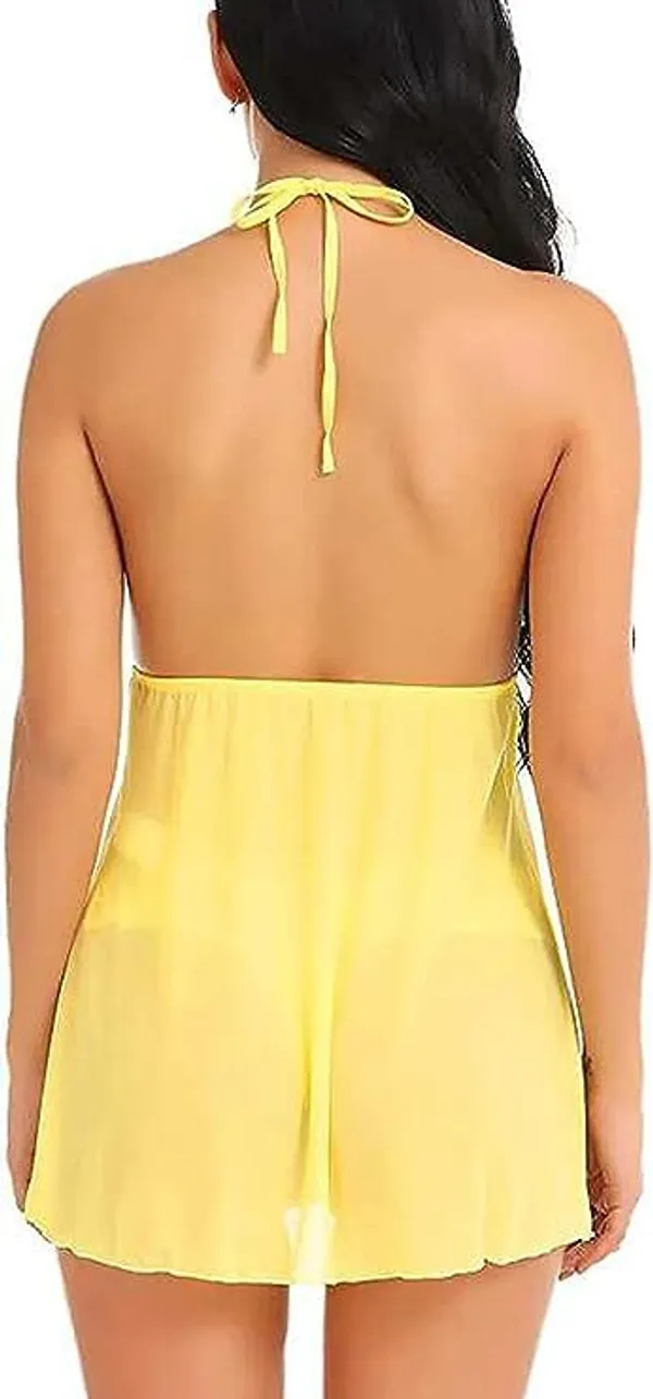 Yellow_Self_Design_Regular_Solid_Baby_Doll_|_For_Women