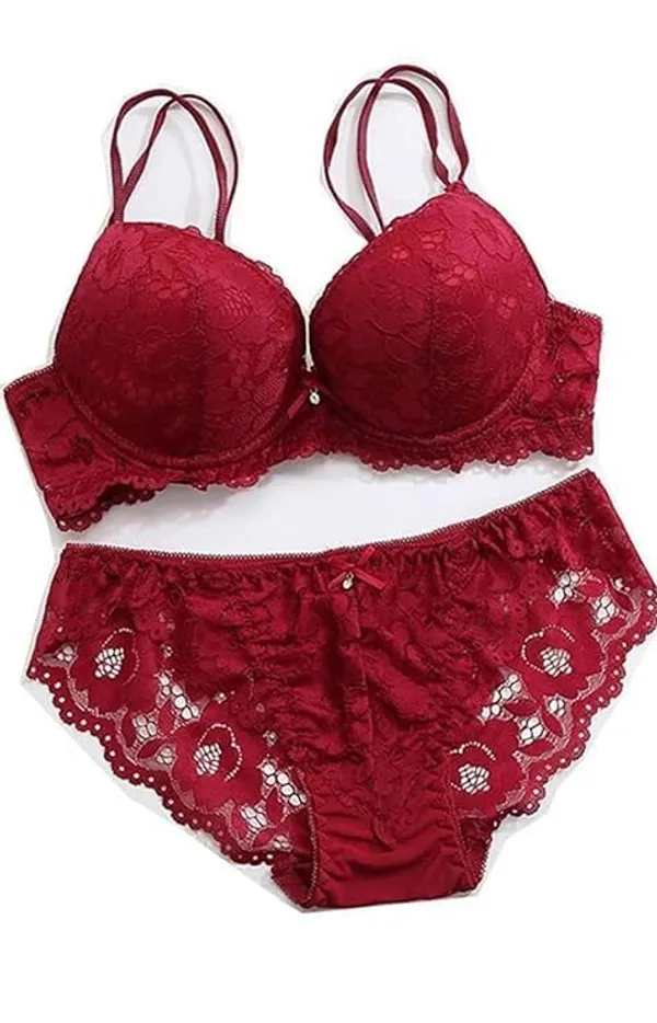 Maroon_Regular_Solid_Self_Design_Lingerie_Set_|_For_Women