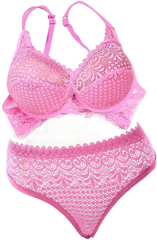 pink_Solid_Regular_Self_Design_Lingerie_Set_|_For_Women