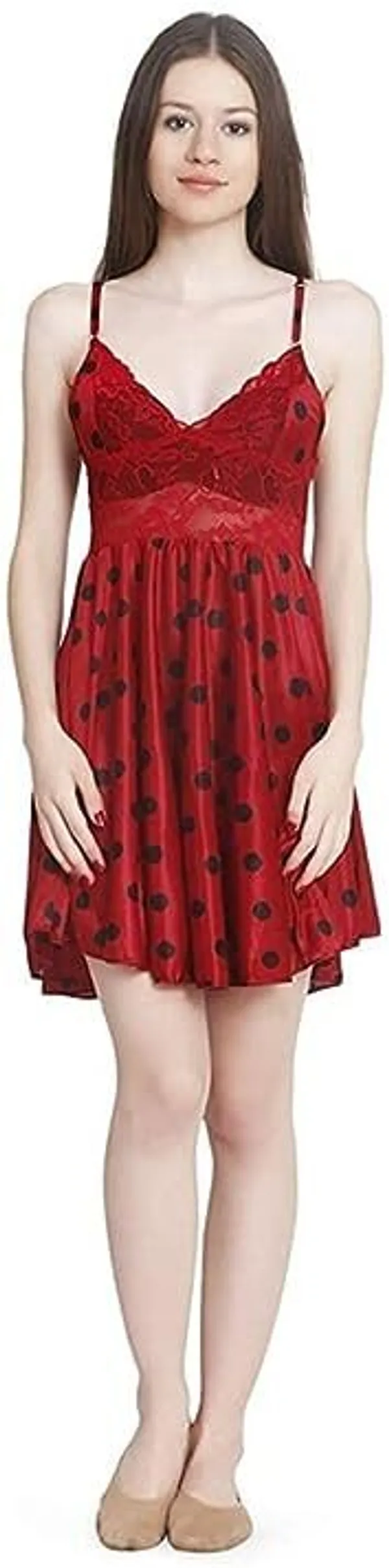 red_Regular_Solid_Baby_Doll_|_For_Women