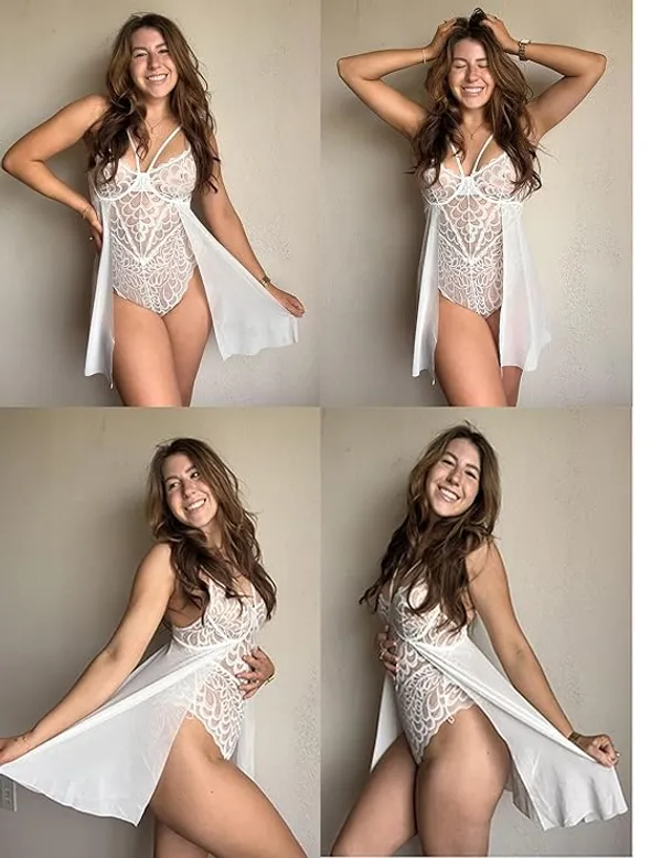white_Regular_Solid_Baby_Doll_Lingerie_Set_|_For_Women