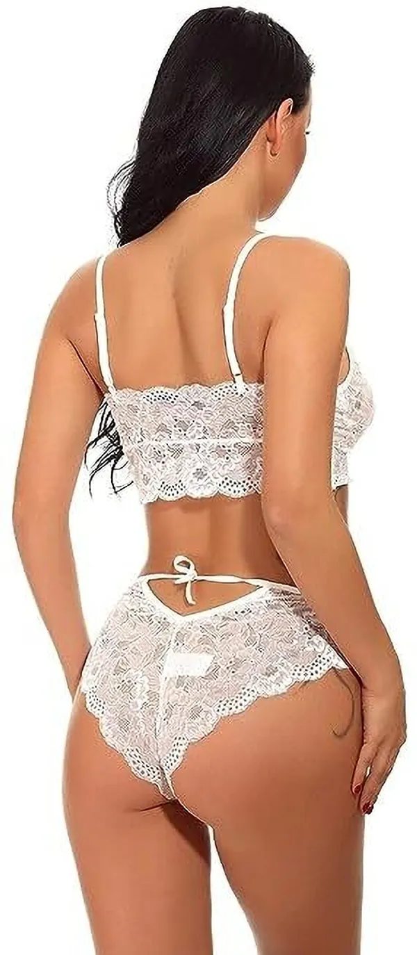 White_Regular_Solid_Baby_Doll_Lingerie_Set_|_For_Women