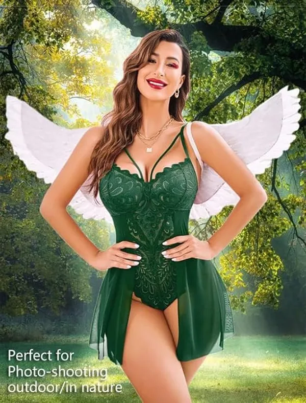Green_Self_Design_Regular_Solid_Baby_Doll_|_For_Women