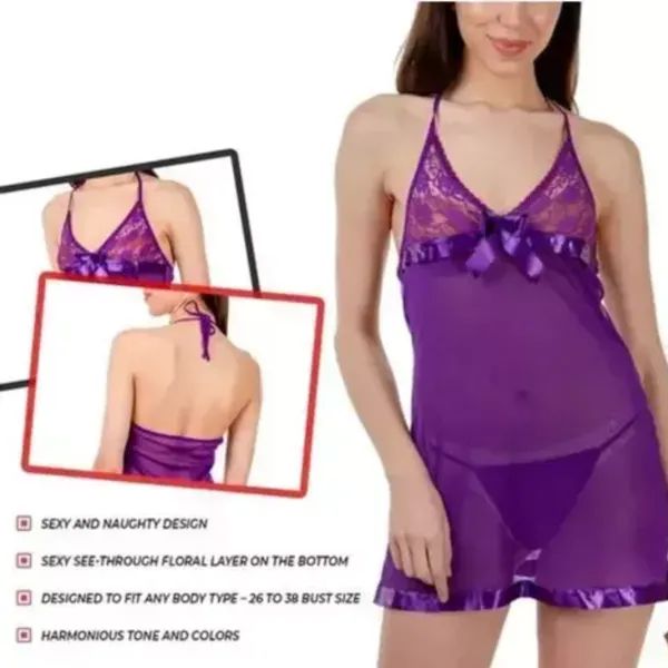 purple_Regular_Solid_Baby_Doll_Lingerie_Set_|_For_Women