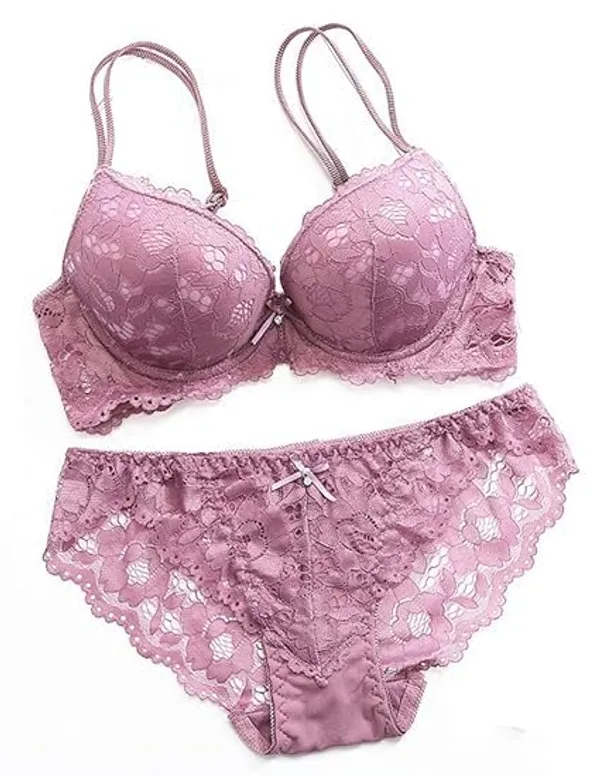 English_Pink_Regular_Solid_Self_Design_Lingerie_Set_|_For_Women