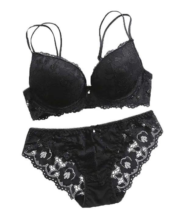 Black_Solid_Regular_Self_Design_Lingerie_Set_|_For_Women
