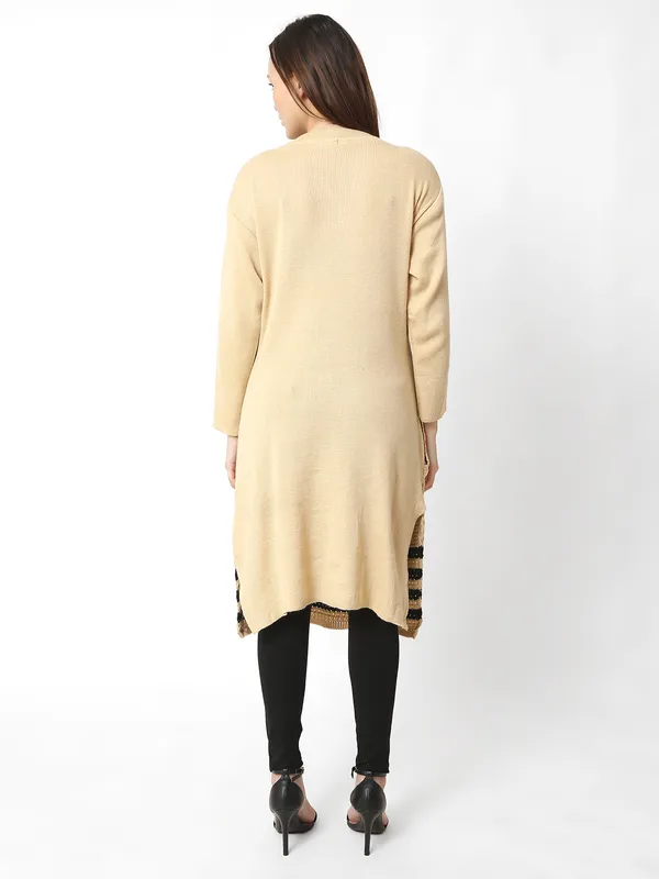Beige_Wool_Blend_Solid_Kurti_For_Women