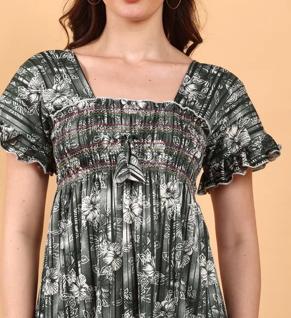 Dark_Green_Sarina_Smoky_Design_Women_Nighty_Best_For_Summer