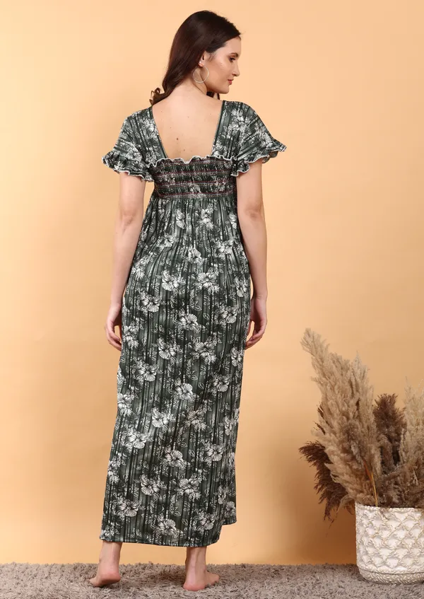 Dark_Green_Sarina_Smoky_Design_Women_Nighty_Best_For_Summer