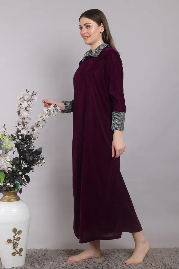 Wine_Velvet_Winter_Nighty_For_Women