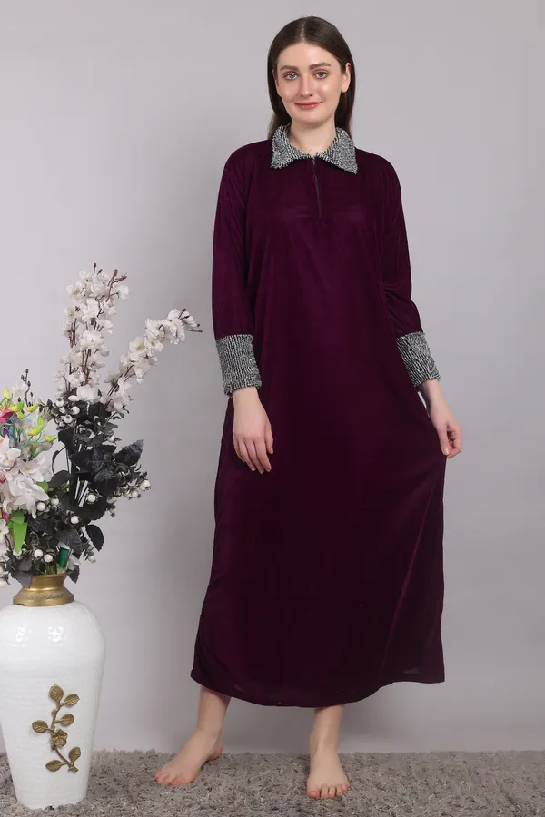 Wine_Velvet_Winter_Nighty_For_Women