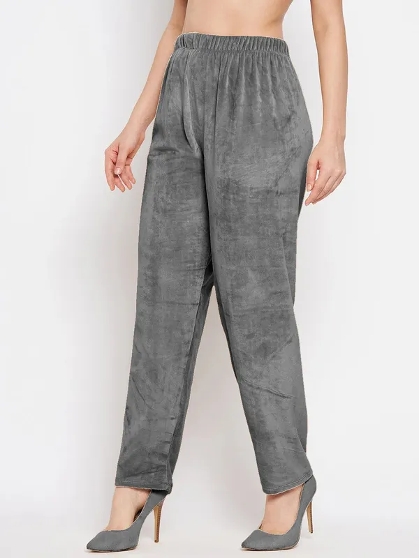 Grey_Women’s_Velvet_Winter_Pajama_|_Soft_&_Warm_Solid_Track_Pants_|_Elastic_Waist_Casual_Lounge_Wear