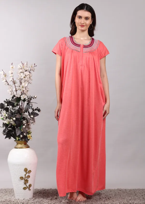 Light_Orange_Embroidery_Cotton_Nighty_For_Women_Best_For_Summer