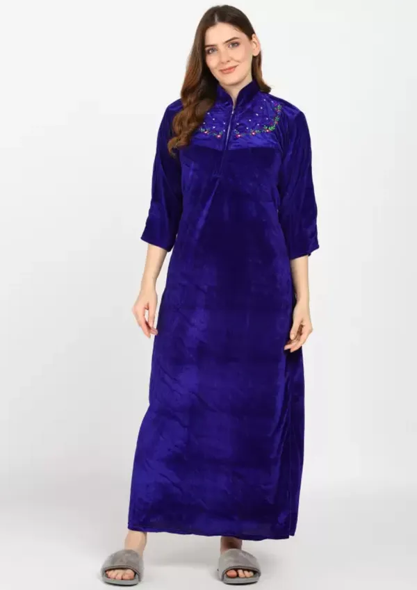 Blue_Velvet_Solid_Nighty_For_Women