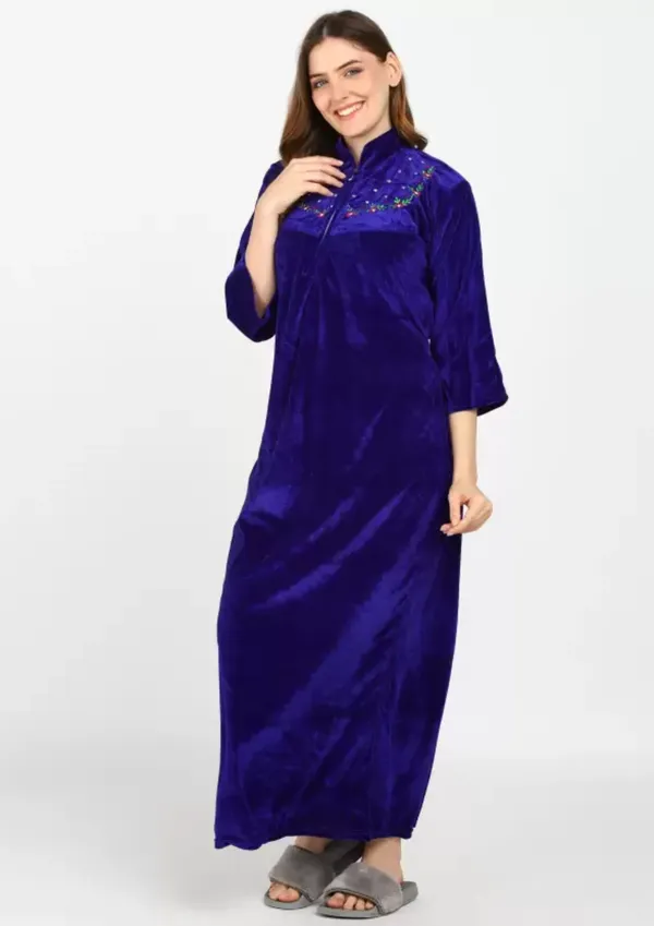 Blue_Velvet_Solid_Nighty_For_Women