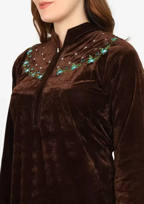 Brown_Velvet_Solid_Nighty_For_Women